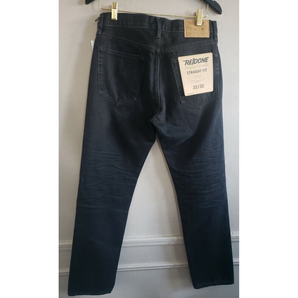Re/Done Jean Mens 32x32 Black Straight Rigid Fit Button Fly Made In USA New - Picture 8 of 9